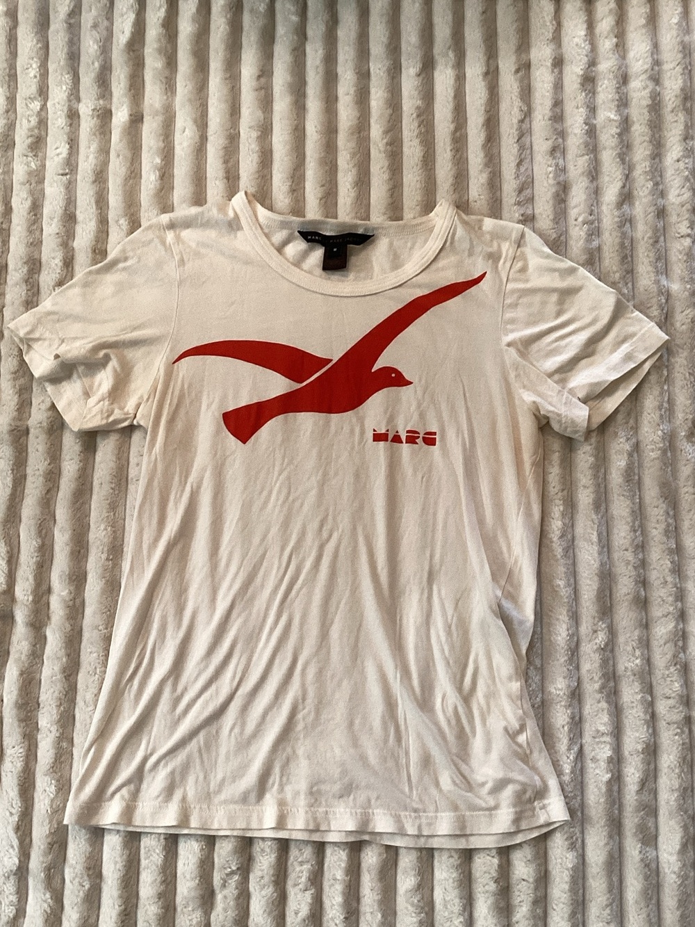 Marc by Marc Jacobs White Tee with Red Seagull Graphic